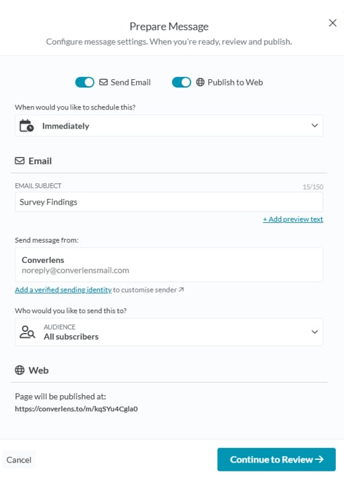 Compose Menu screenshot: Go back to edit