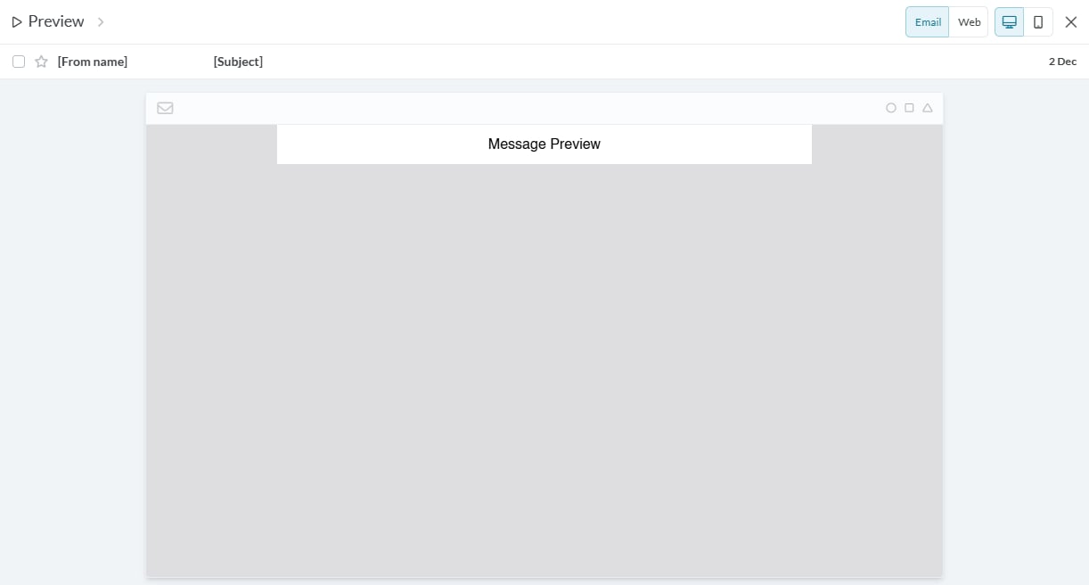 Message Stage screenshot: Preview Options