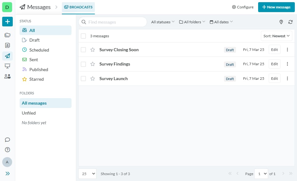 Messages screenshot: Find message (Search)