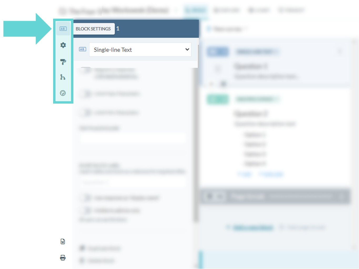 Adding a block or a page break screenshot: Re-order blocks