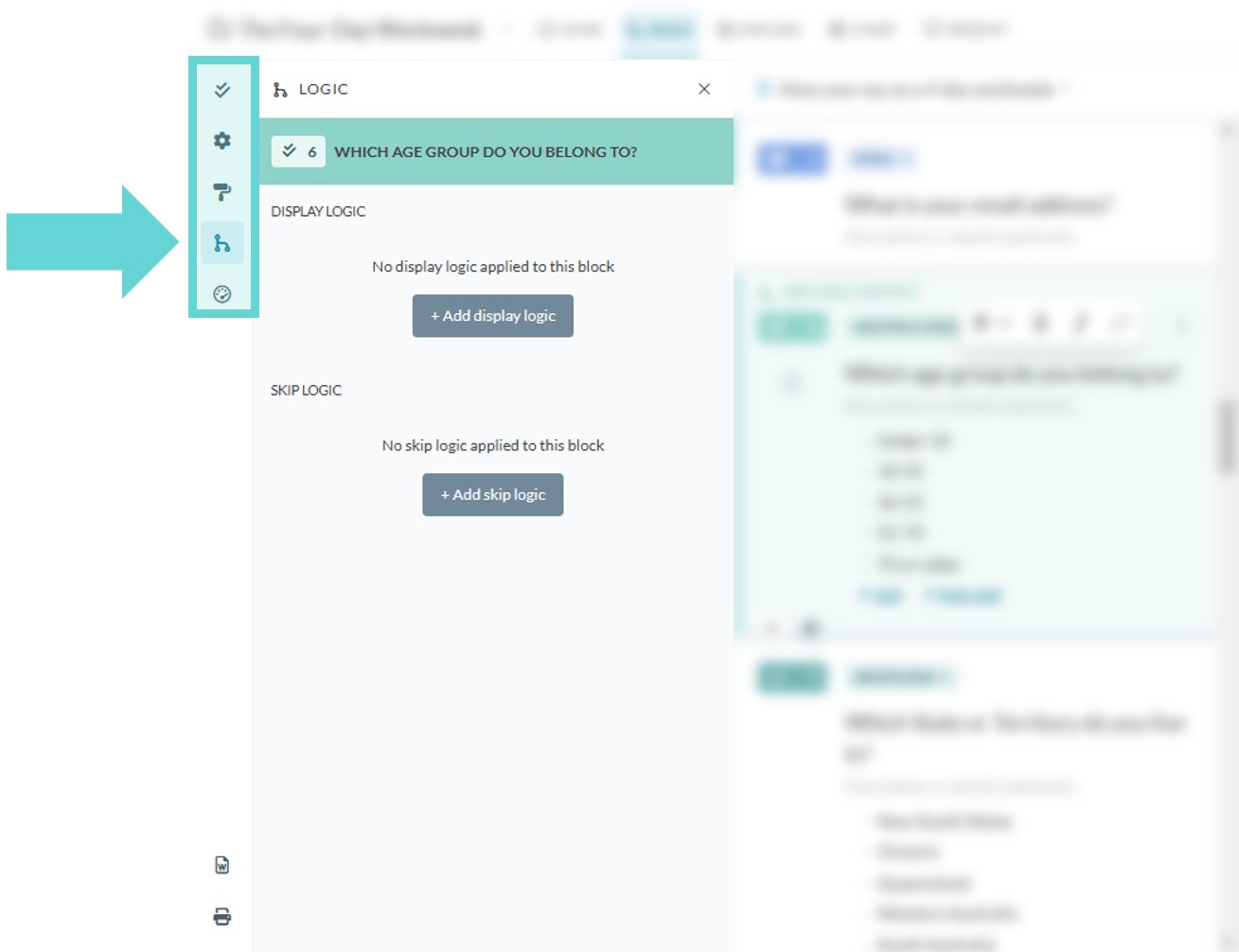 Logic Settings screenshot: Adding multiple display logics