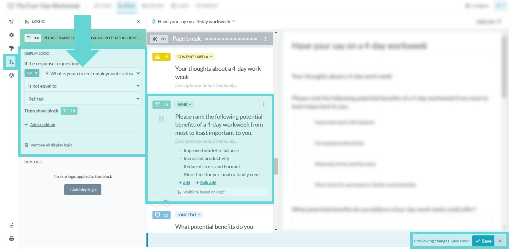 Logic Settings screenshot: Removing Logic
