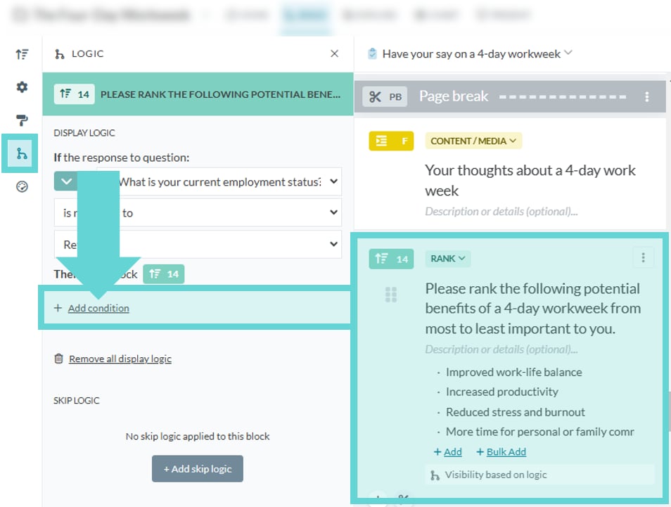 Logic Settings screenshot: Removing Logic