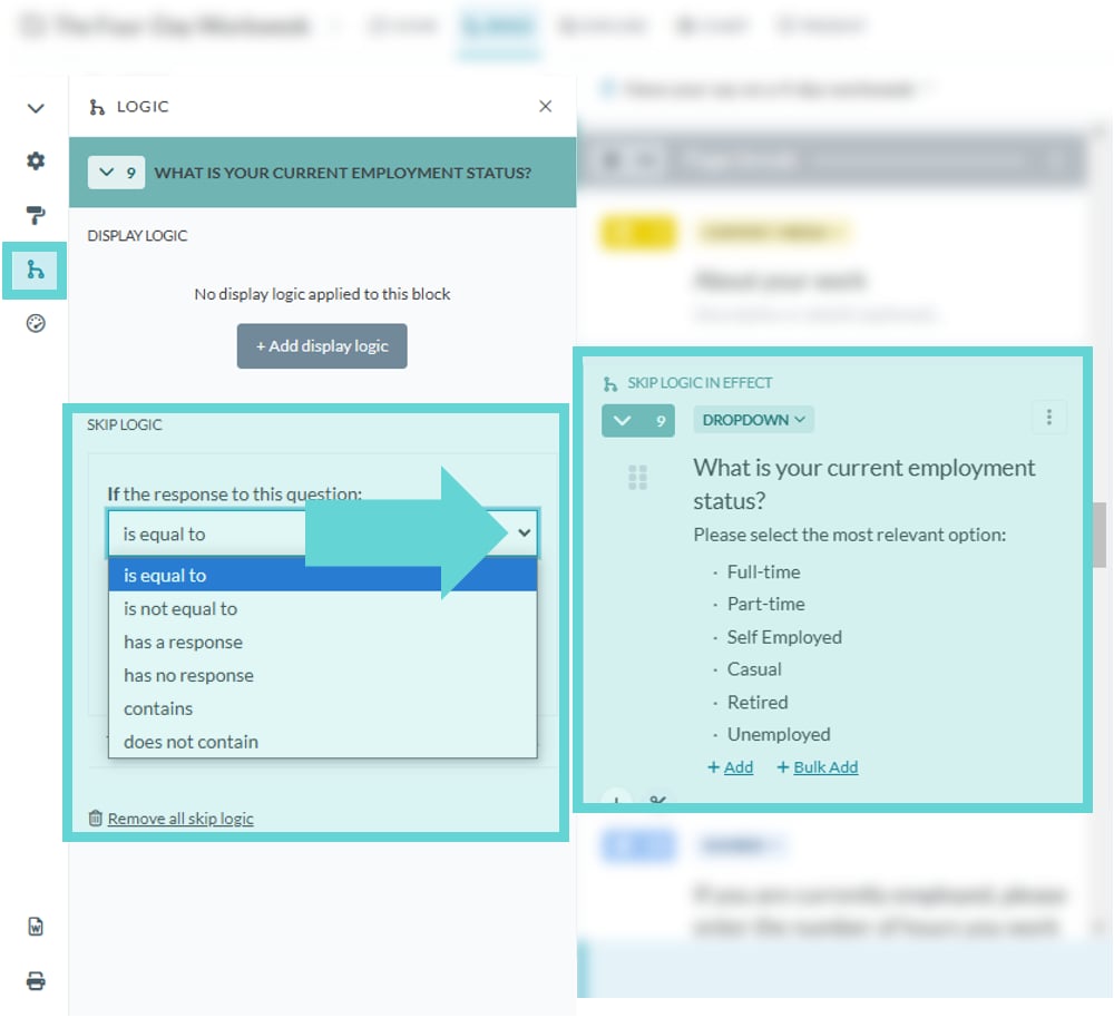 Logic Settings screenshot: Removing Logic