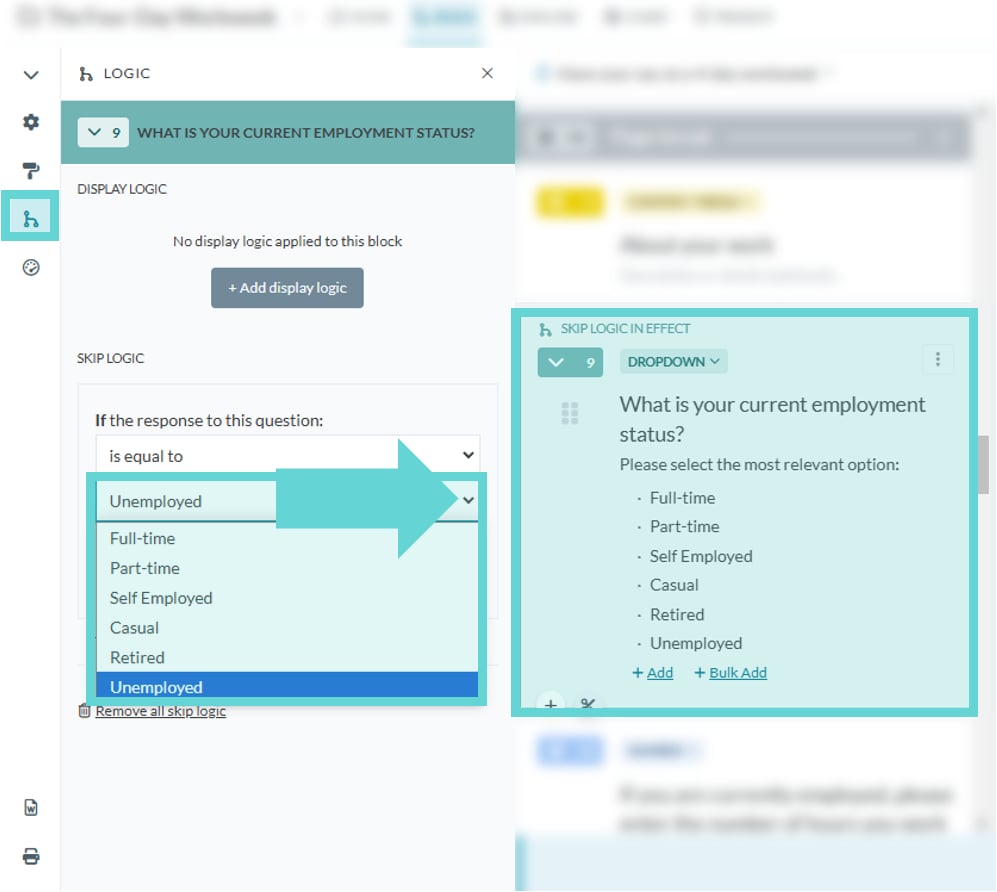 Logic Settings screenshot: Removing Logic
