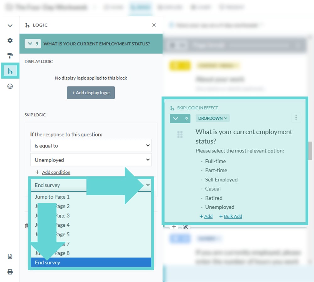 Logic Settings screenshot: Removing Logic