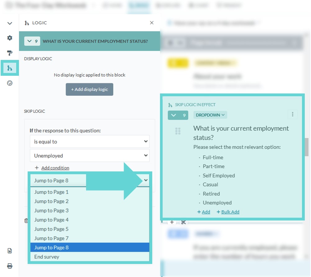 Logic Settings screenshot: Removing Logic