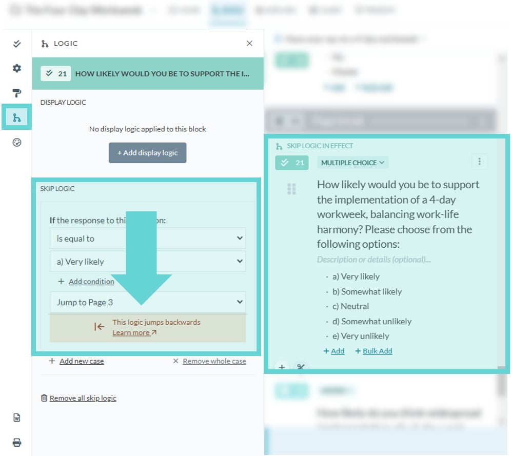 Logic Settings screenshot: Removing Logic