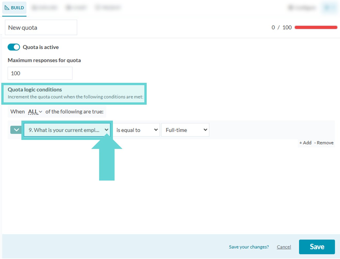 Quota Settings screenshot: Delete a quota