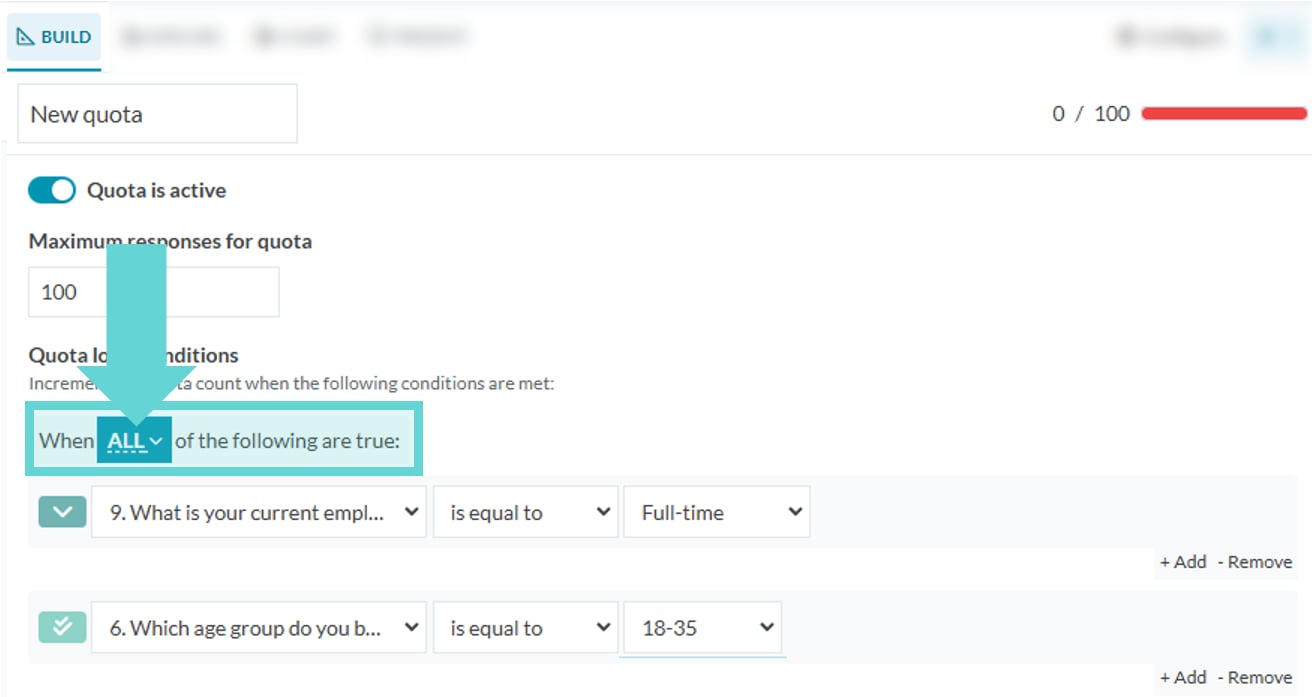 Quota Settings screenshot: Delete a quota