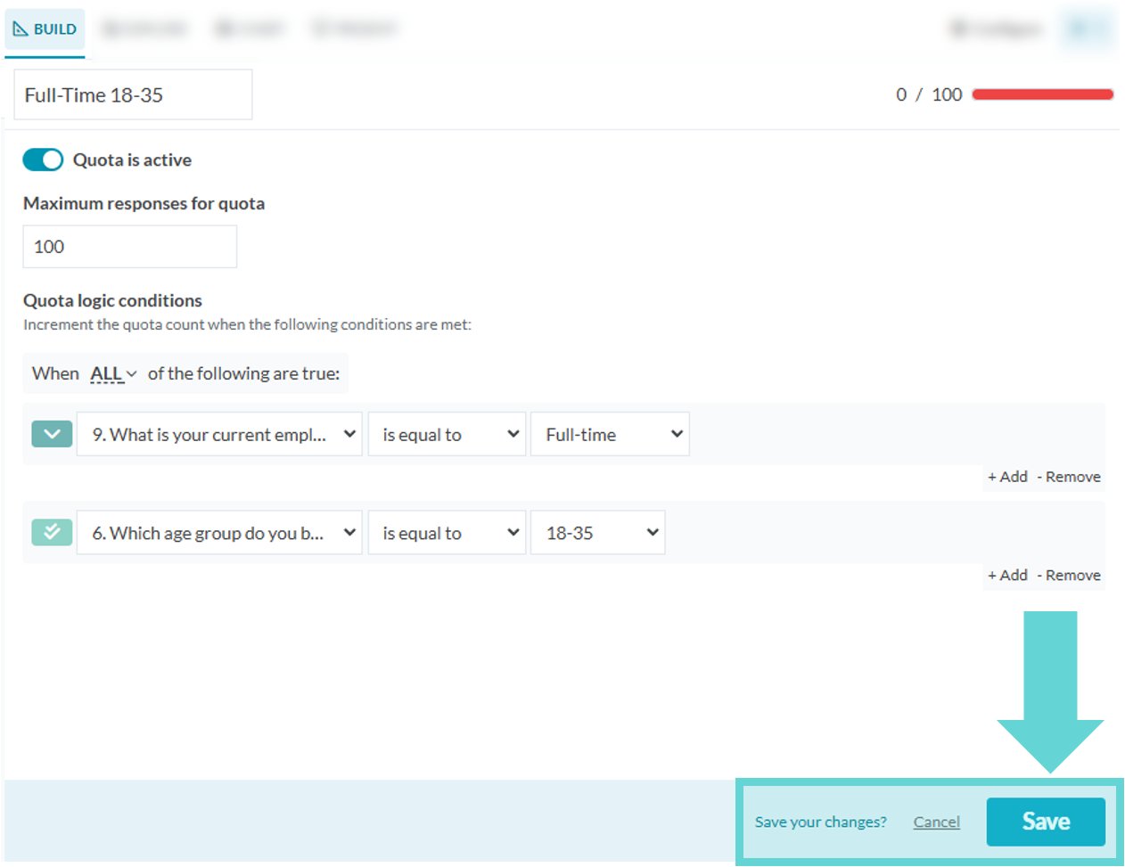 Quota Settings screenshot: Delete a quota