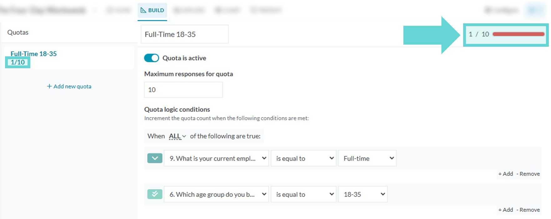 Quota Settings screenshot: Delete a quota