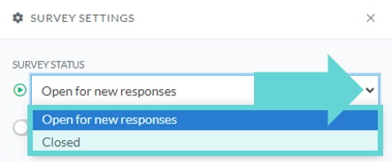 Survey Settings screenshot: Quota exceeded message