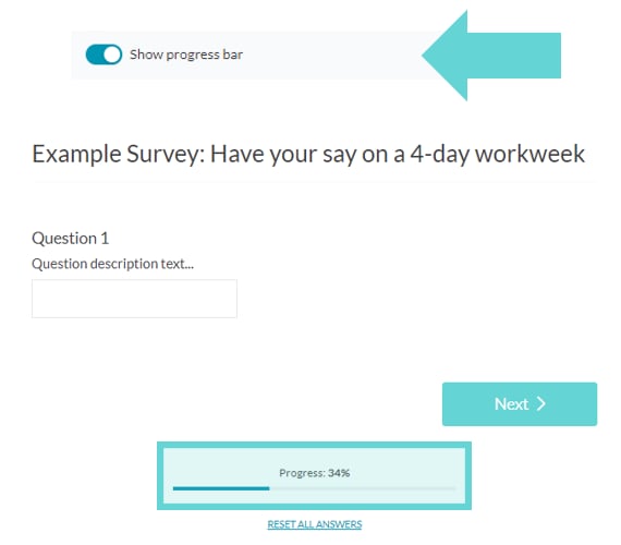 Survey Settings screenshot: Quota exceeded message