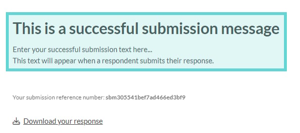 Survey Settings screenshot: Quota exceeded message