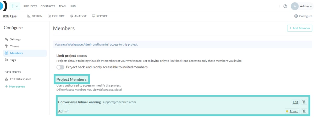 Members screenshot: Project Member roles