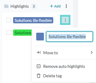 Tags screenshot: Delete a tag