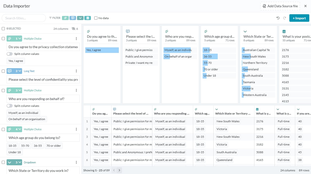 Data Importer screenshot: Data Importer