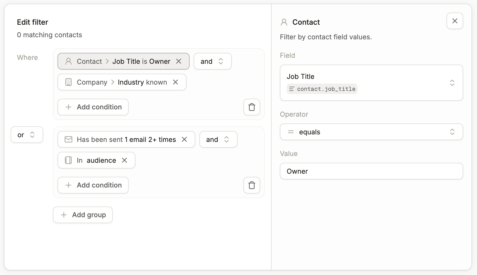 Unified Query Engine condition builder