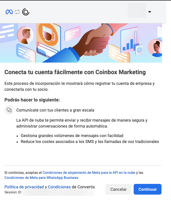 Pantalla de inicio del onboarding de Meta