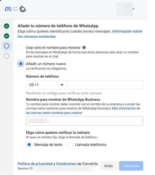 Agregar número de teléfono de WhatsApp