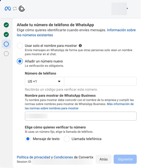 Agregar número de teléfono de WhatsApp