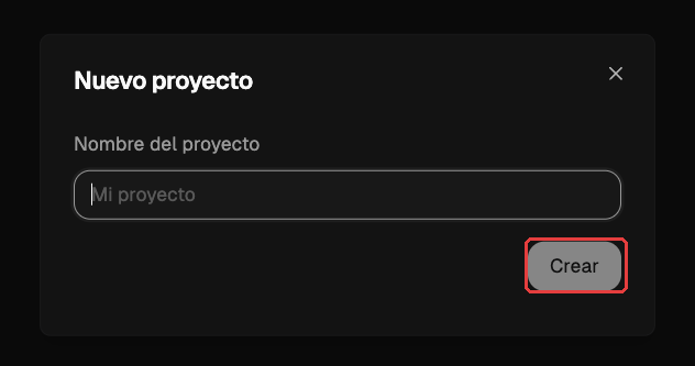 Ventana Nuevo proyecto