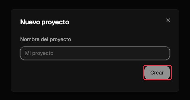 Ventana Nuevo proyecto
