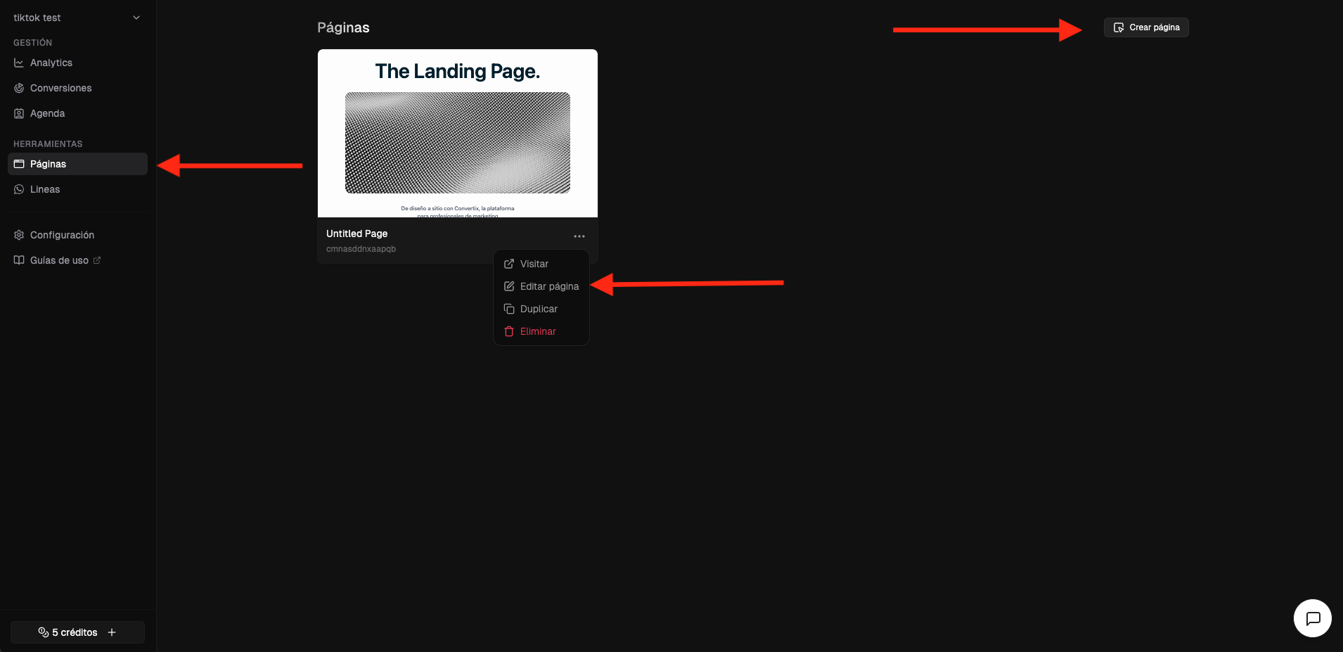 Convertix - Crear landing page
