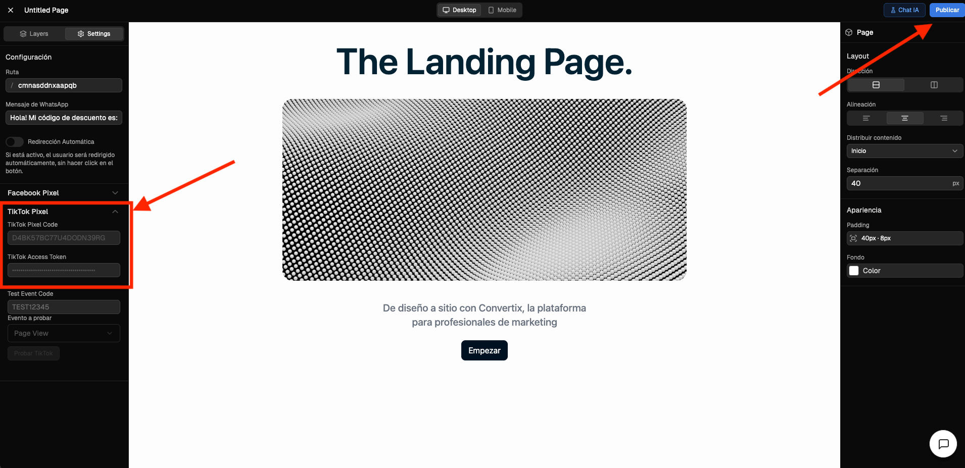 Convertix Landing Page Convertix - Configurar TikTok