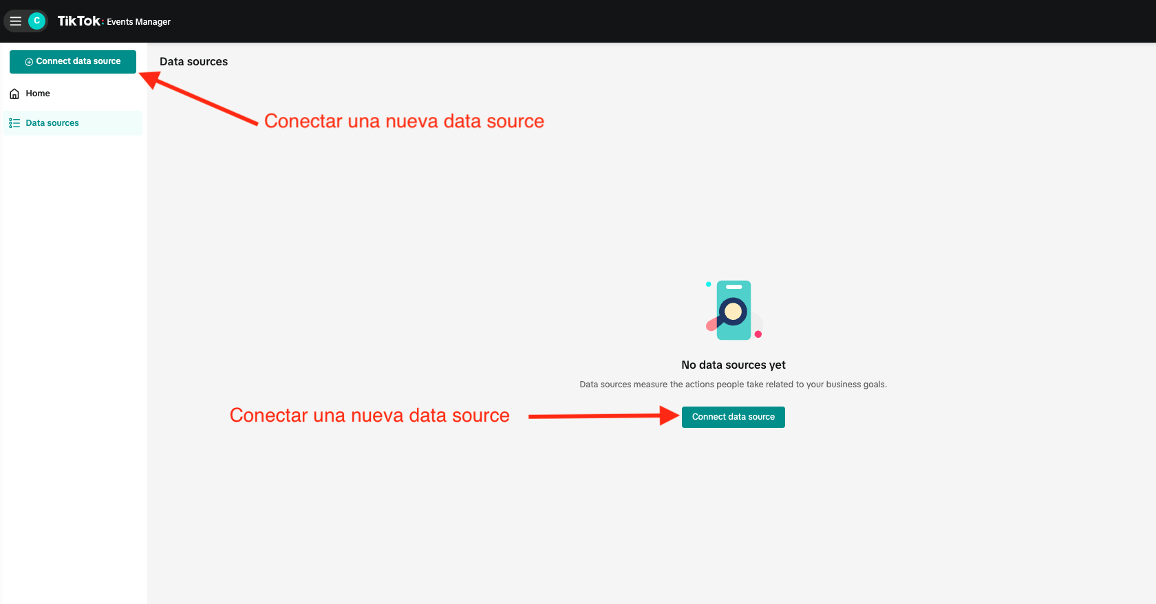 TikTok Events Manager - Connect Data Source
