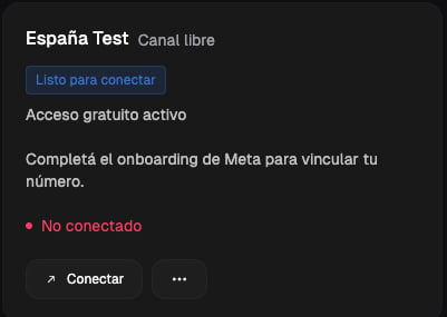 Card de línea No conectado con el botón Conectar