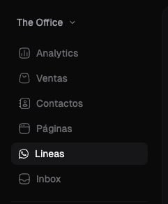 Menú lateral con el ítem Inbox