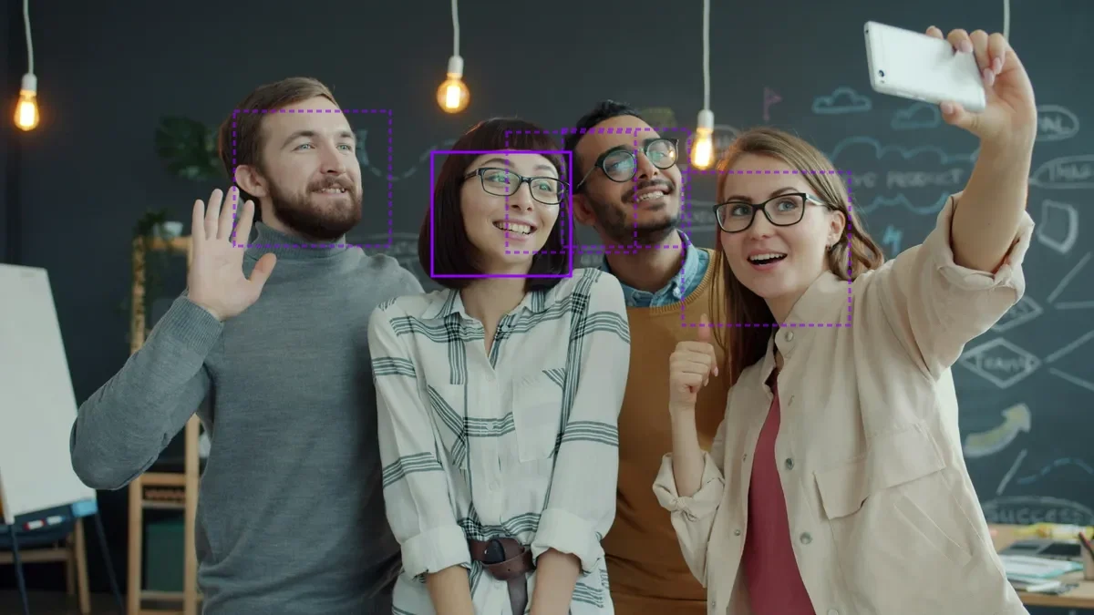 Detected face bounding boxes