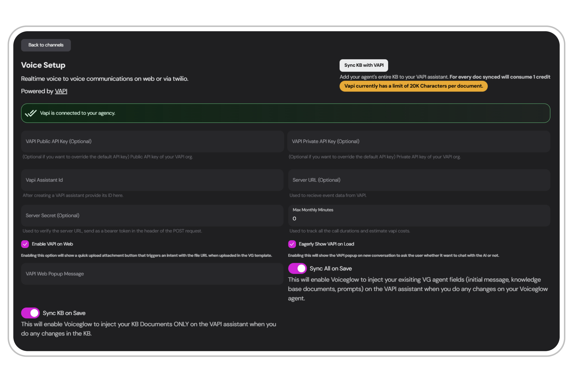 Voice setup verification