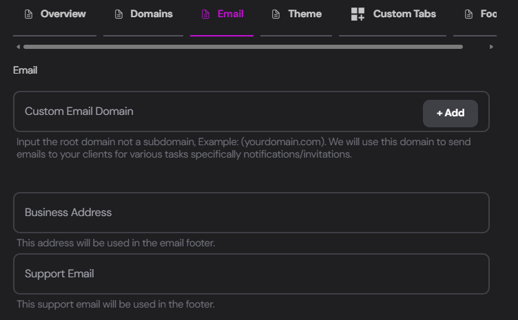 Email tab
