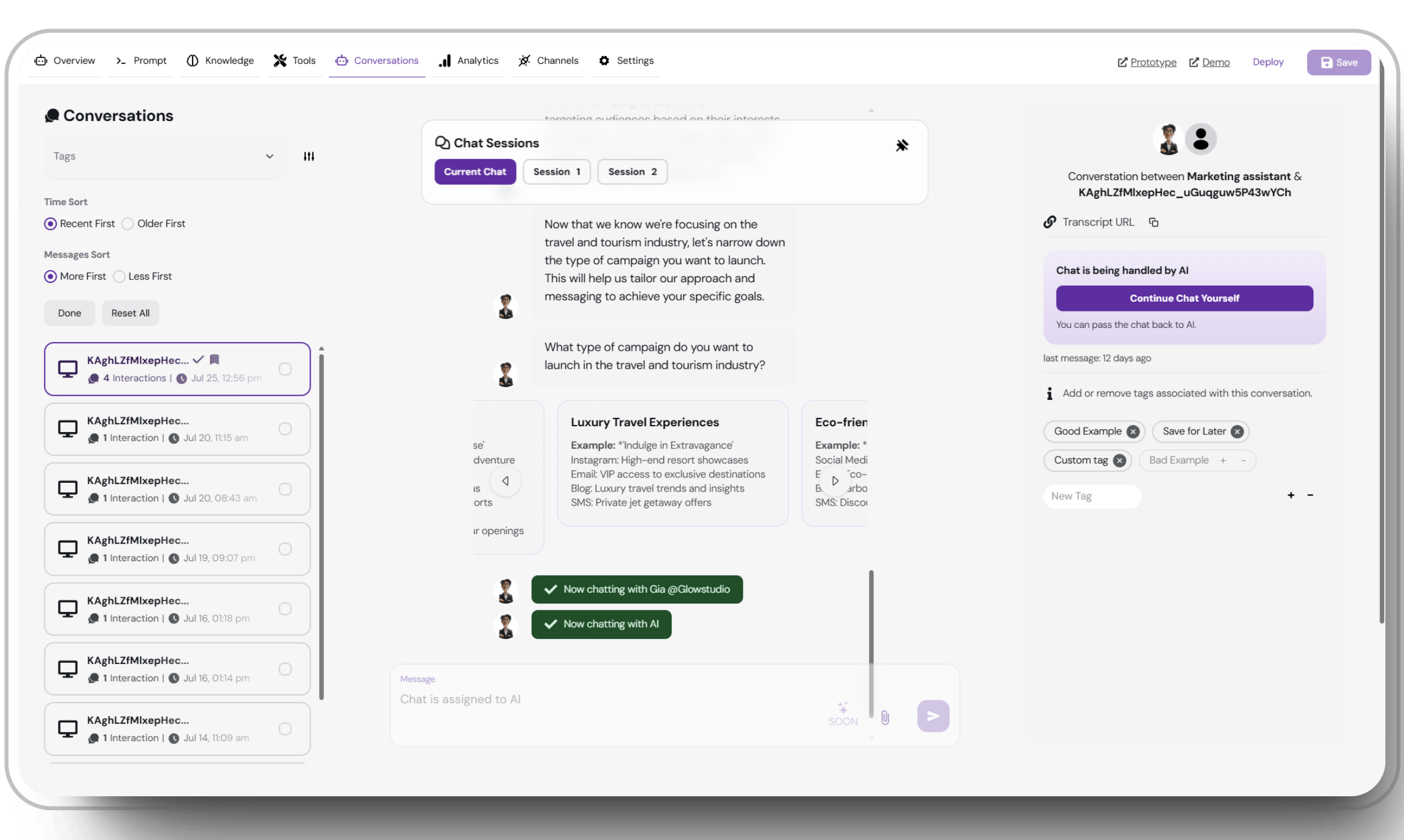 Conversation Tab Overview