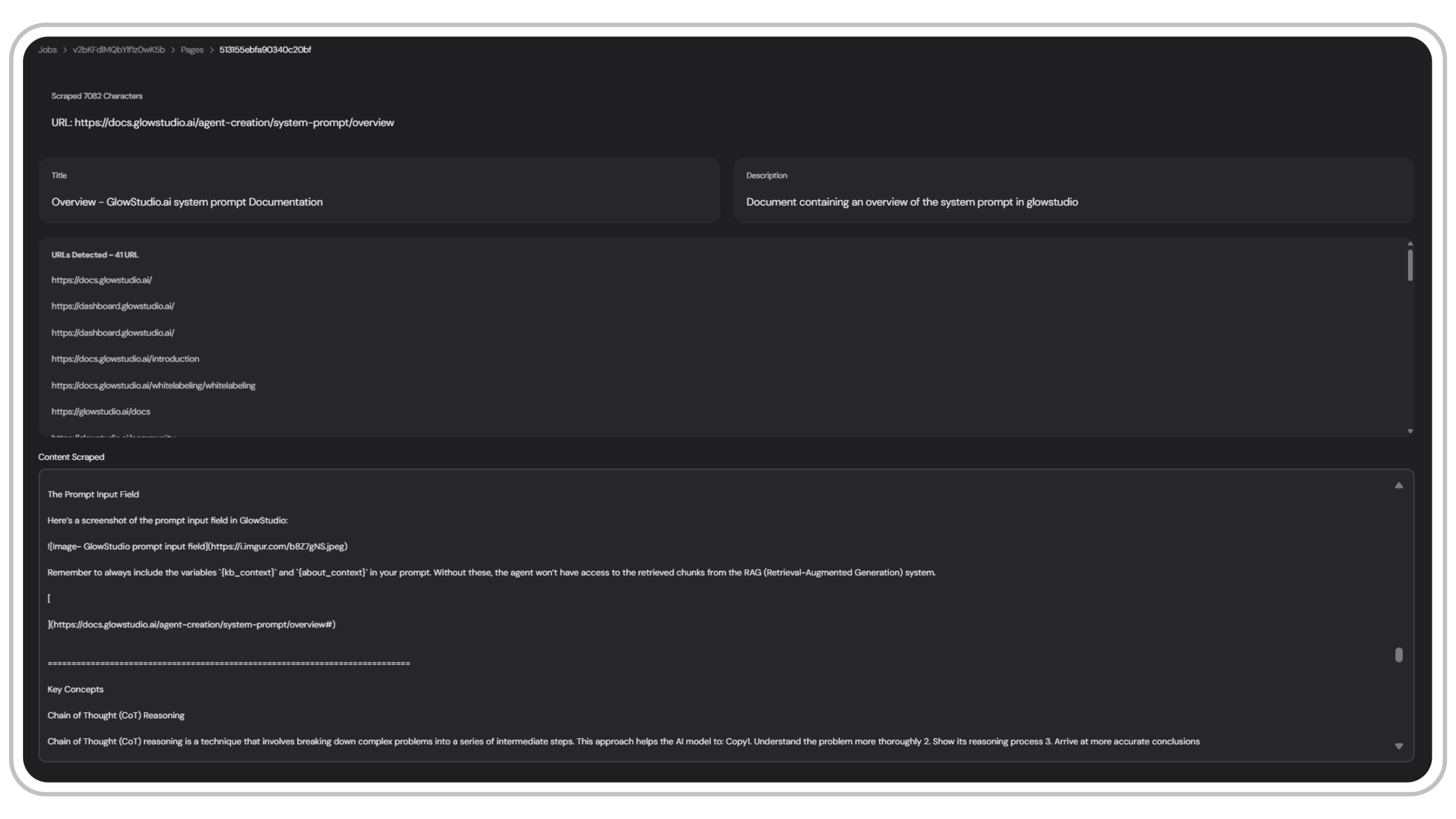 Scraped Page Data Interface