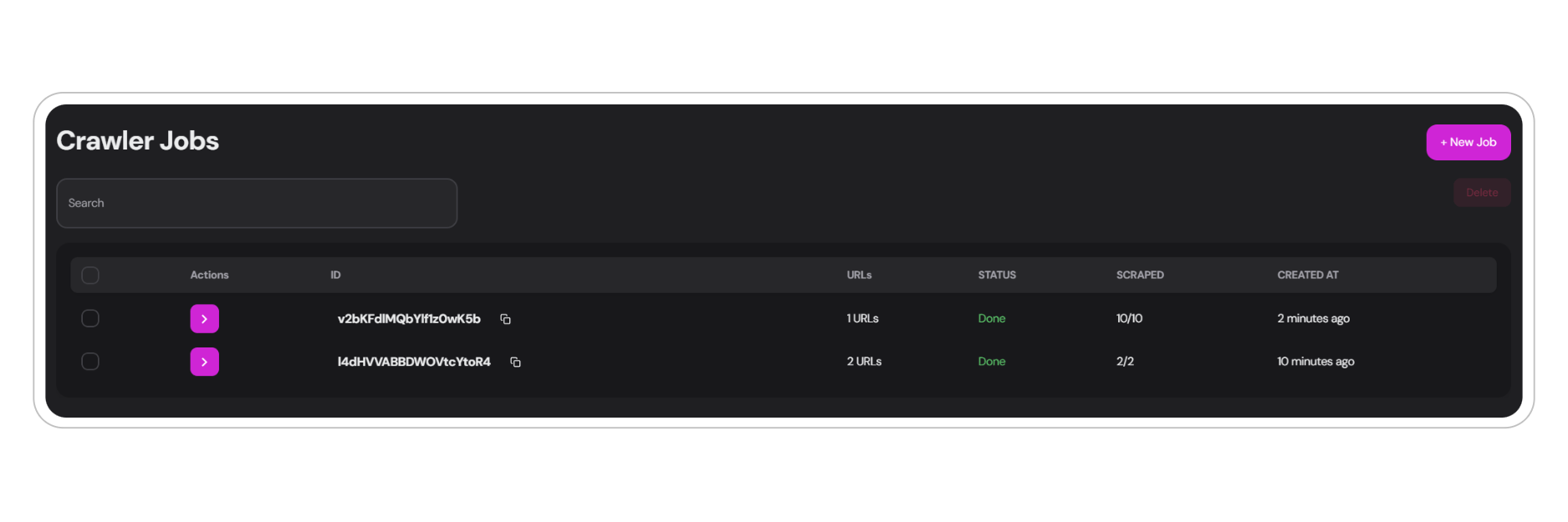 Scraped Pages Interface