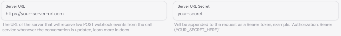 Server URL and Secret Configuration