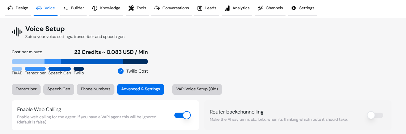 Web Calling Settings