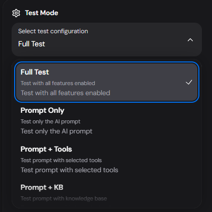 Test Mode Selection