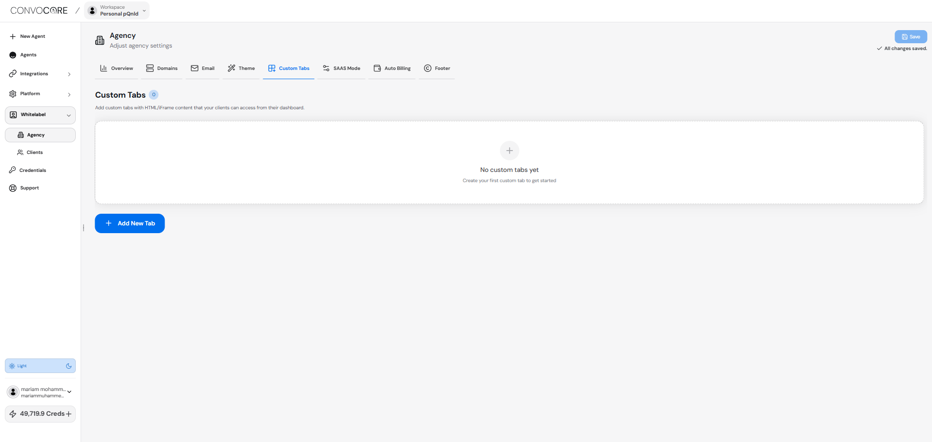 Custom Tab Page