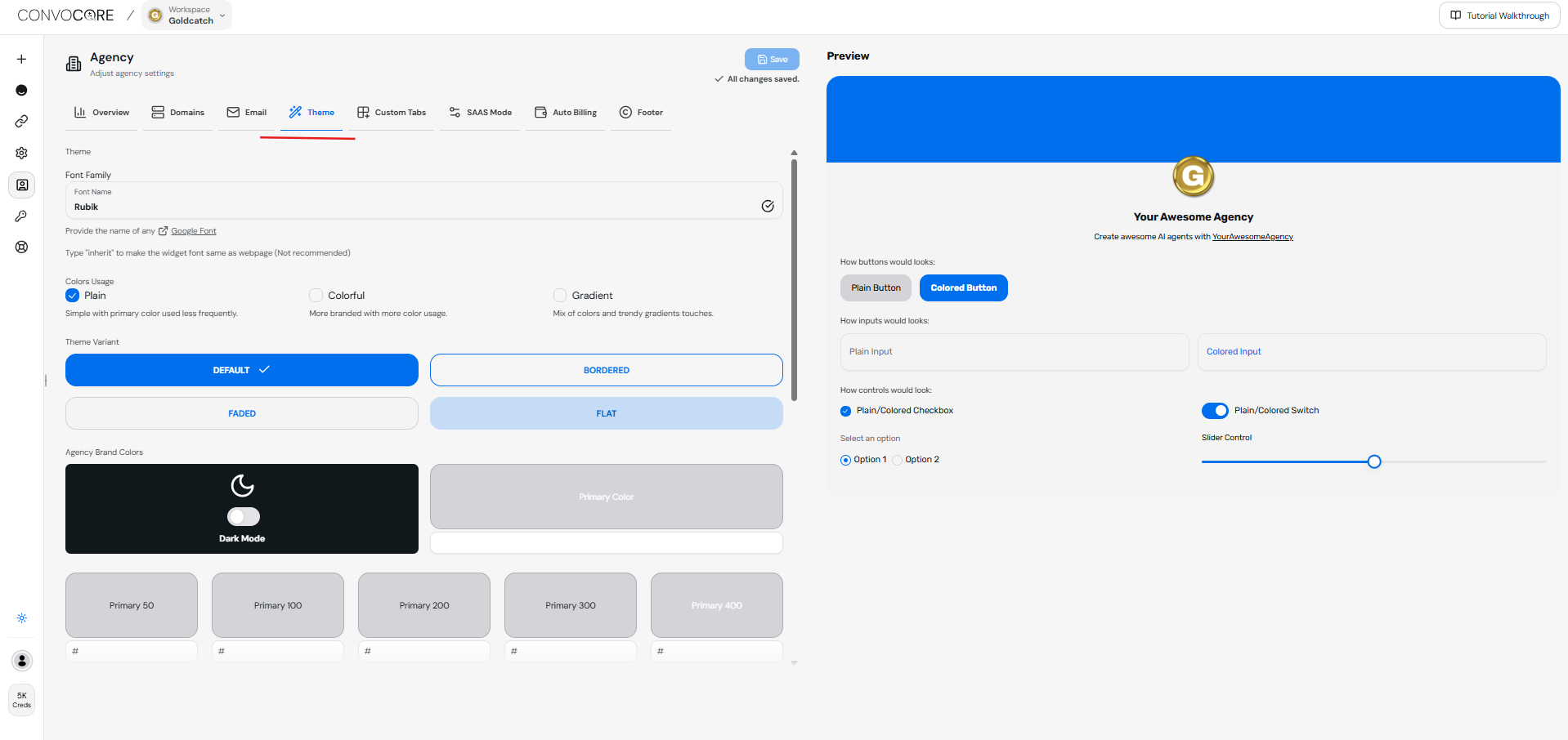 Customize Dashboard Theme