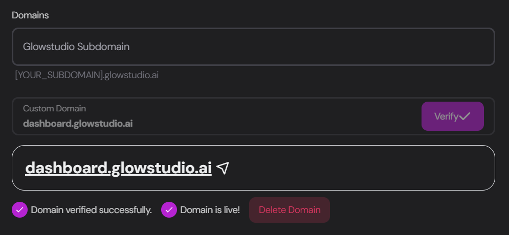 Custom Domain verification
