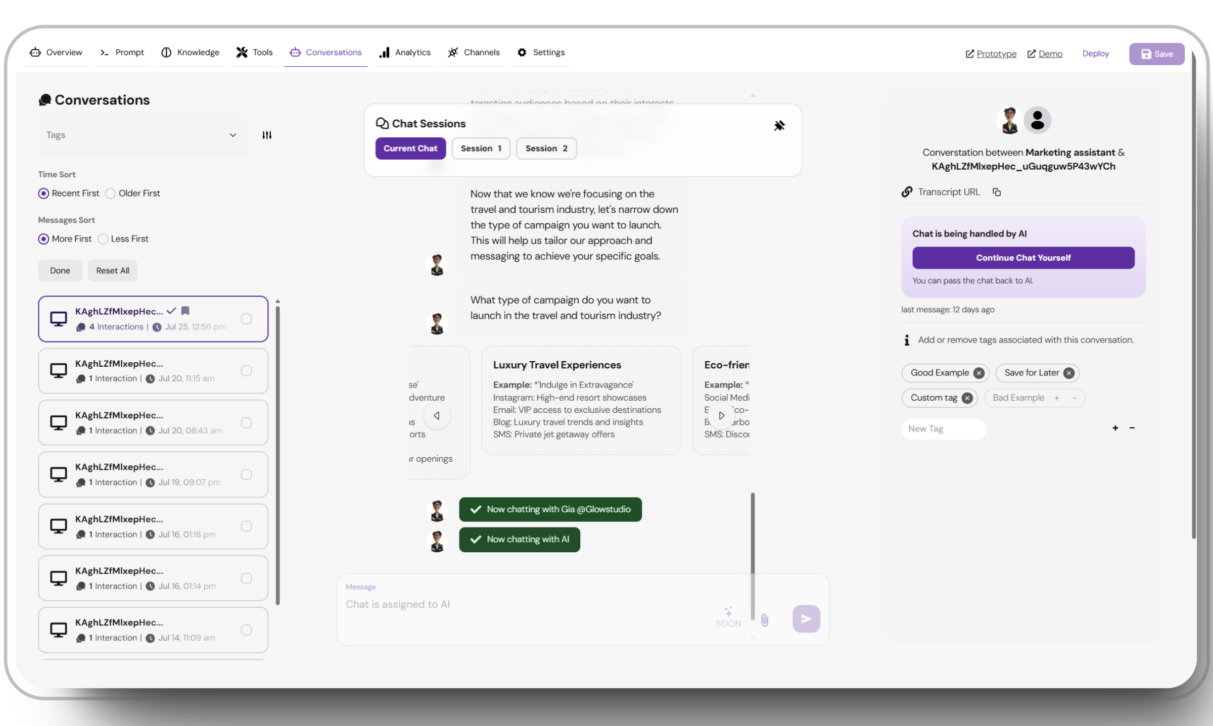 Conversation Tab Overview