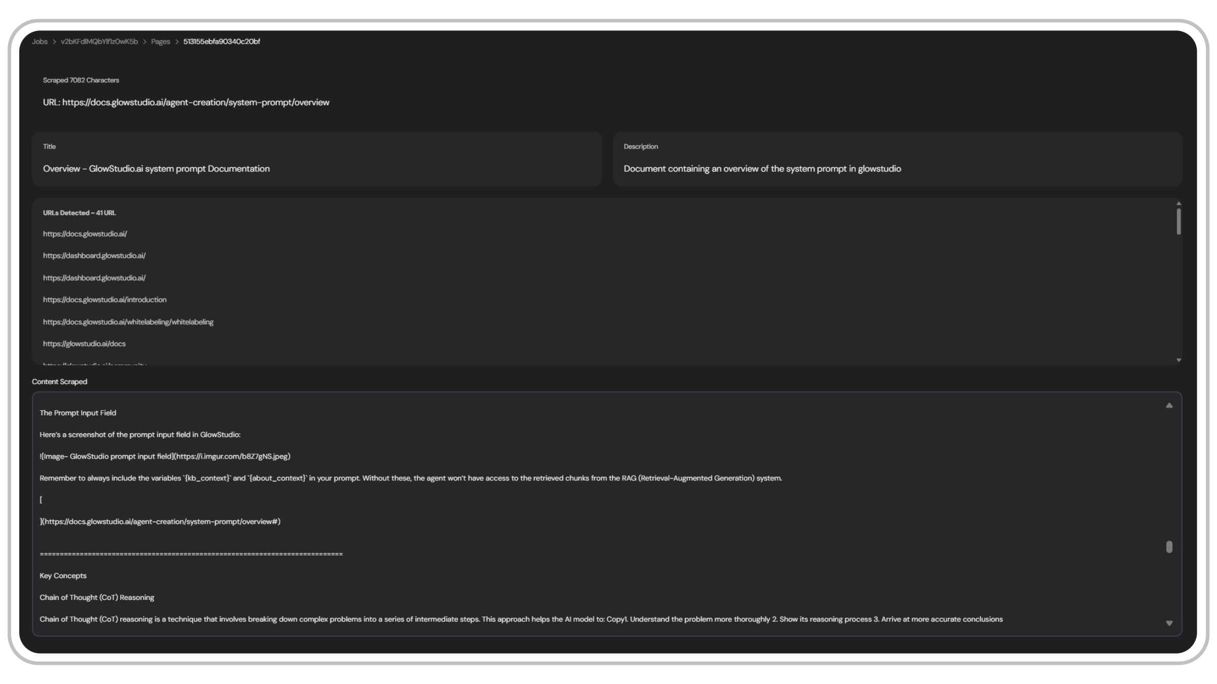 Scraped Page Data Interface
