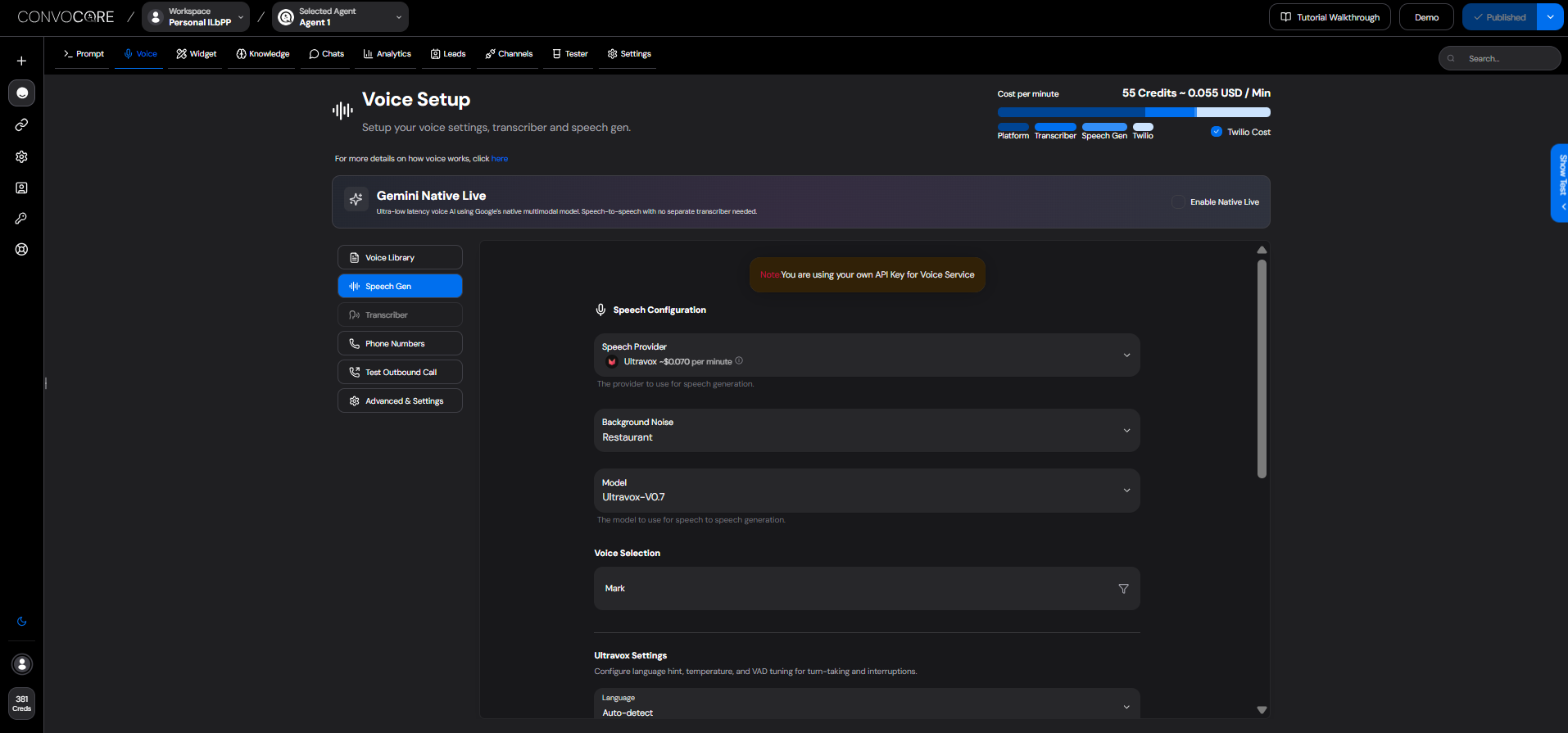 Speech Provider Selection