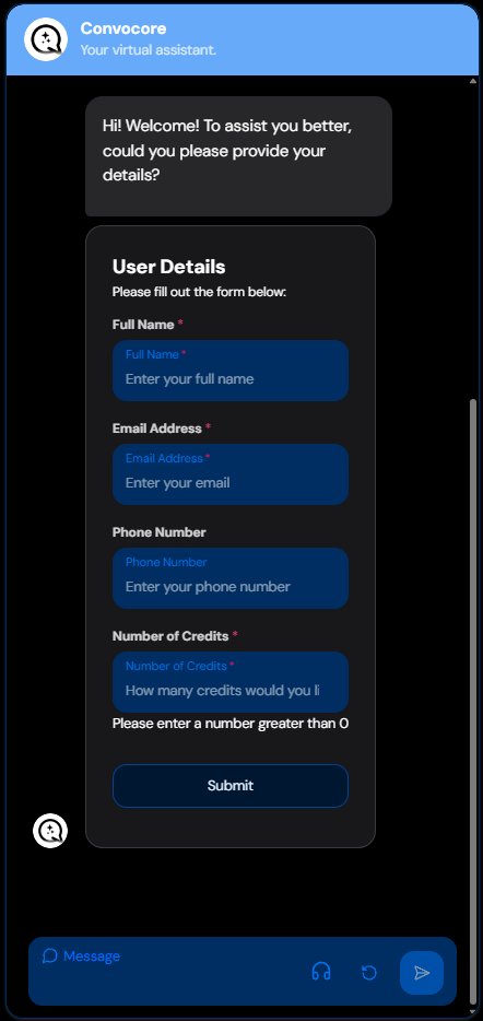 Example of UI Engine forms and inputs