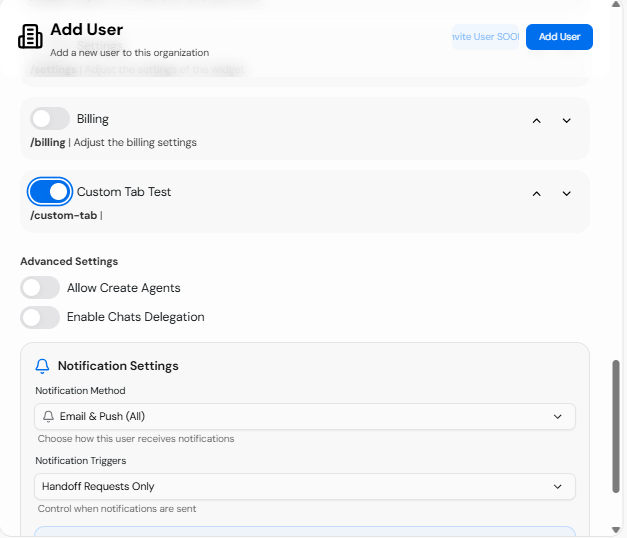 Enable custom tab